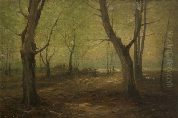 Hirtenknabe Im Wald Oil Painting by Ferdinand Engelmuller