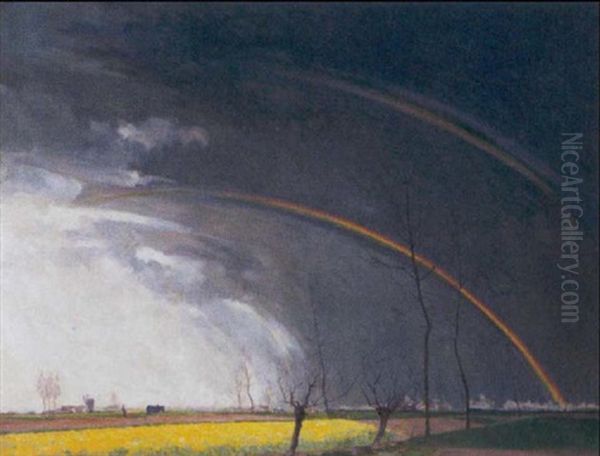 Landschap Met Regenboog by Leo Engels