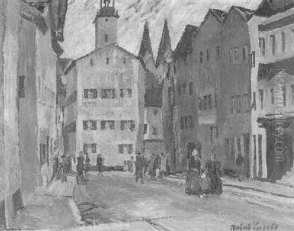 Schwarze Barengasse In Regensburg Oil Painting by Robert Engels