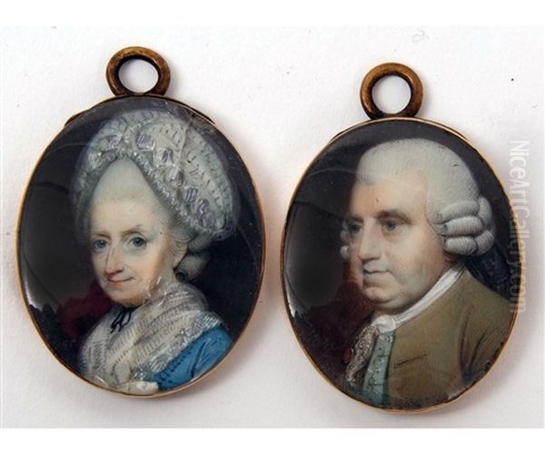 Captain John Blake - Indian Navy (1713-1790) And Mary Blake (1723-1802) (a Pair) Oil Painting by George Engleheart