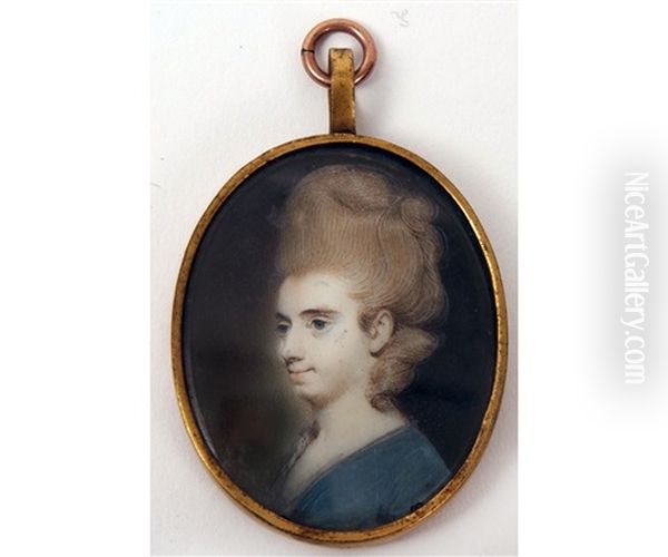 Arabella Blake Portrait Miniature Circa 1770 Oil Painting by George Engleheart