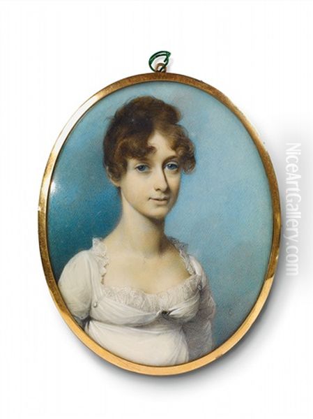 A Portrait Of Mrs. William Saltau Oil Painting by George Engleheart