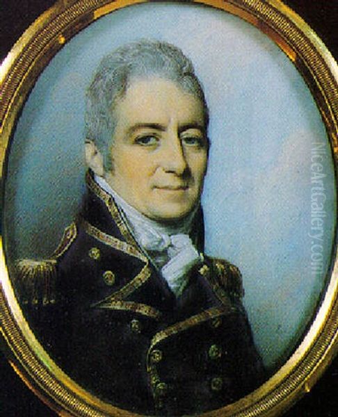 Thomas Le Marchant Gosselin, Facing Right, Wearing Naval Uniform Oil Painting by George Engleheart