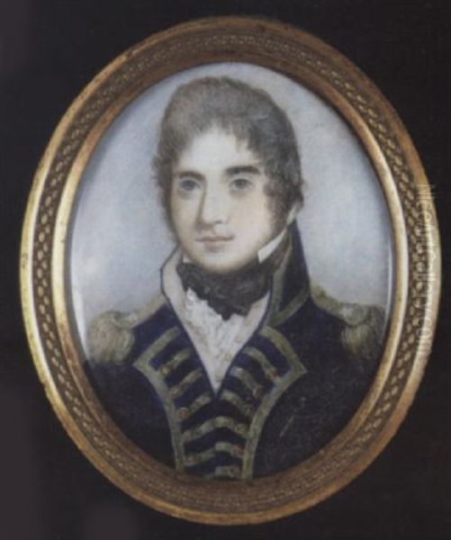 Admiral William Thornborough Kcb, Wearing Naval Uniform, Gold Trimmed Blue Coat With Gold Epaulettes, White Waistcoat And Black Stock Oil Painting by John Cox Dillman Engleheart