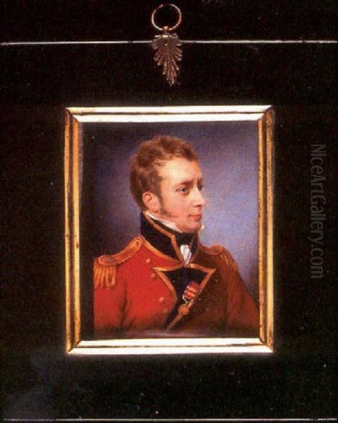 The Hon. Sir Hercules Pakenham In Scarlet Jacket With Dark Blue Facings And Gold Epaulettes by John Cox Dillman Engleheart