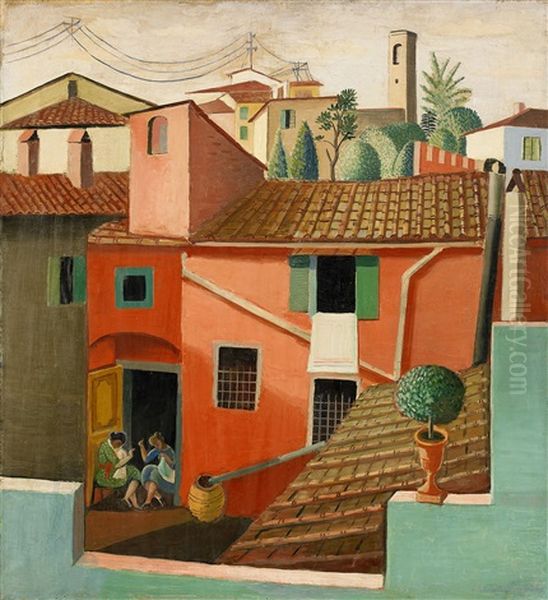 Grannarnas Hus - Settignano, Italien Oil Painting by Leander Engstroem the Elder