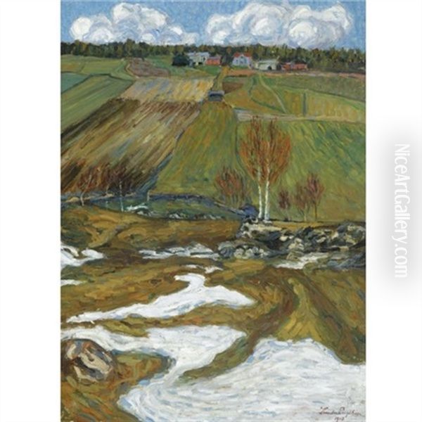 Hostlandskap (autumnal Landscape) Oil Painting by Leander Engstroem the Elder