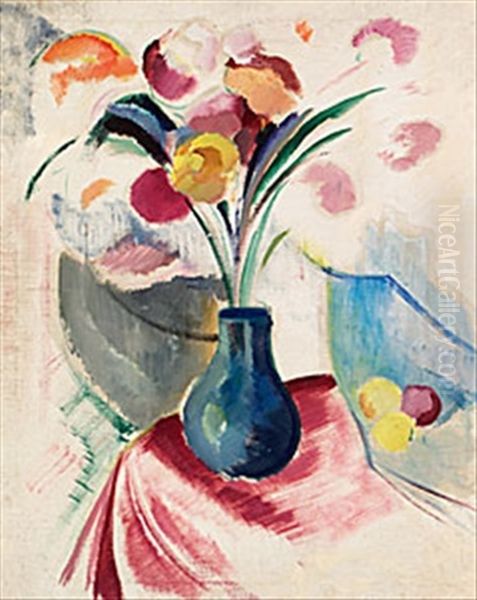 Blomsterstilleben Oil Painting by Leander Engstroem the Elder