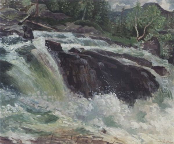 Forsande Fall Oil Painting by Leander Engstroem the Elder