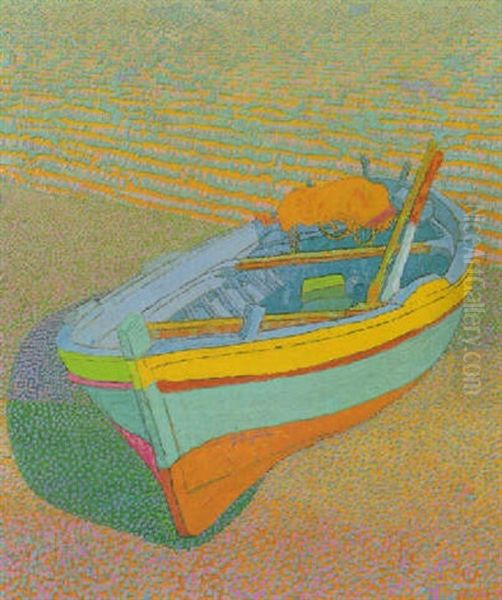 Beached Rowboat Oil Painting by Leander Engstroem the Elder