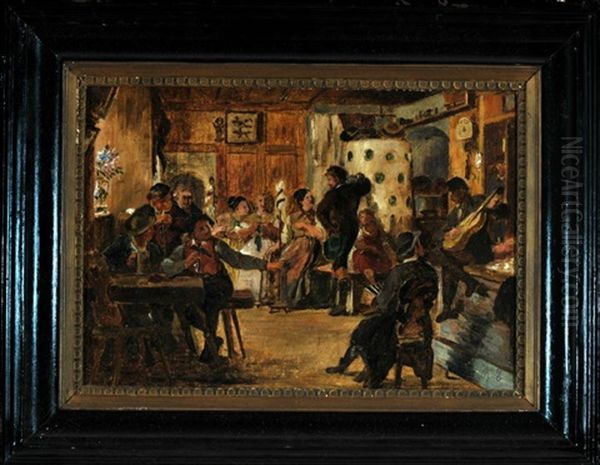 Stubenszene Mit Musikanten Oil Painting by Karl Von Enhuber