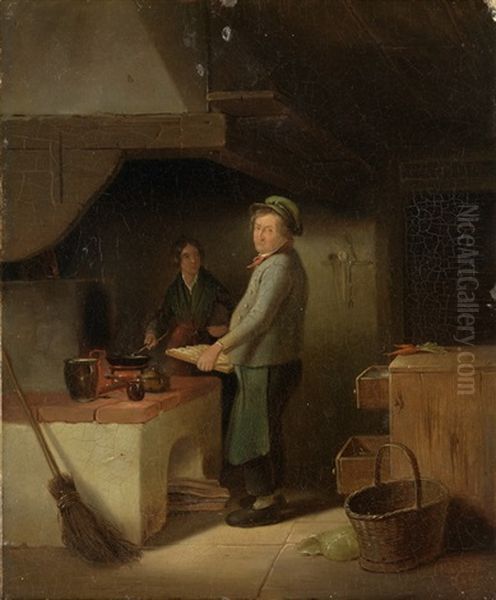 Beim Gemutlichen Kochen Oil Painting by Karl Von Enhuber