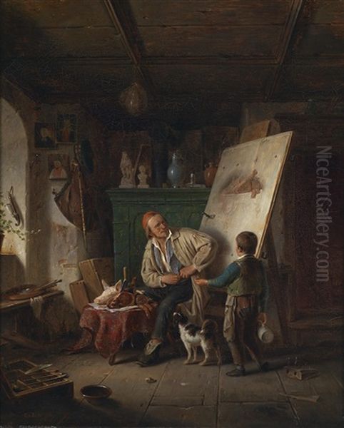 Im Atelier Oil Painting by Karl Von Enhuber