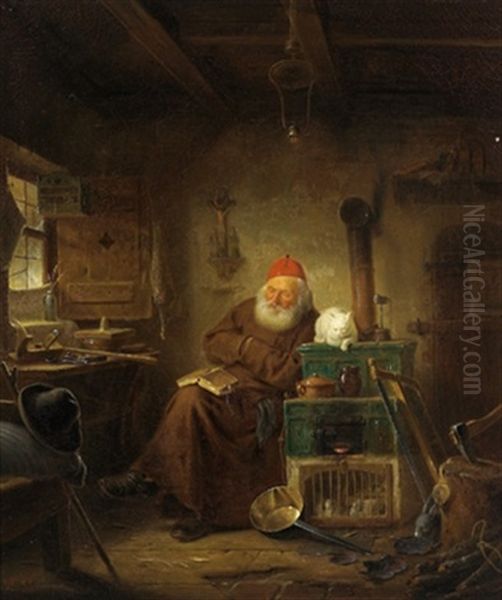 Ein Warmes Platzchen Oil Painting by Karl Von Enhuber