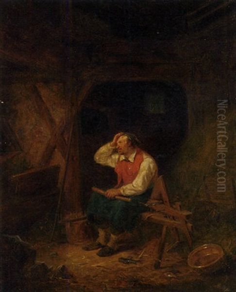 The Broken Rake Oil Painting by Karl Von Enhuber