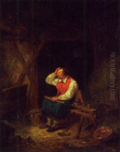 The Broken Rake Oil Painting by Karl Von Enhuber