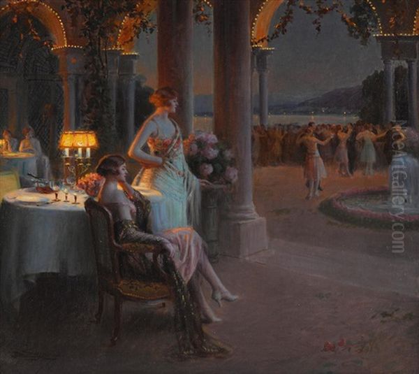 Le Soir Sur La Terasse Oil Painting by Delphin Enjolras