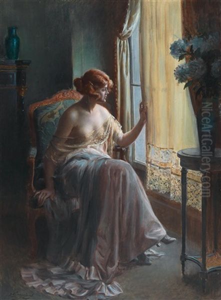 Lady In The Boudoir Oil Painting by Delphin Enjolras