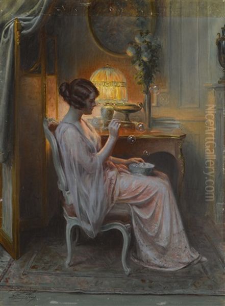 Les Bulles De Savon Oil Painting by Delphin Enjolras