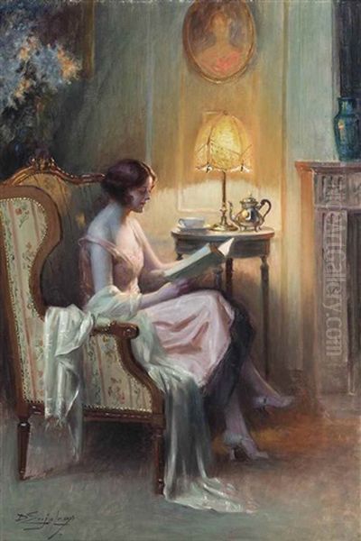 An Engaging Story Oil Painting by Delphin Enjolras