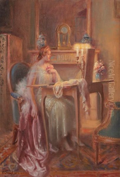 Femme Dans Un Interieur Oil Painting by Delphin Enjolras