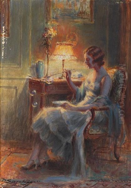 Femme Dans Un Interieur Oil Painting by Delphin Enjolras