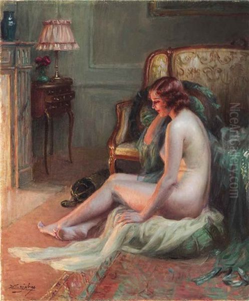 The Glow Of The Fire Oil Painting by Delphin Enjolras