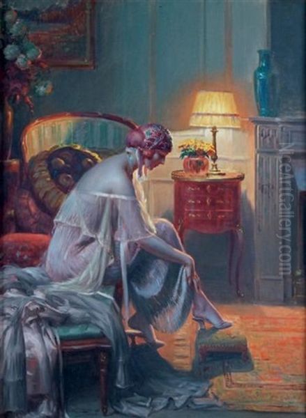 Elegante Se Delassant Oil Painting by Delphin Enjolras