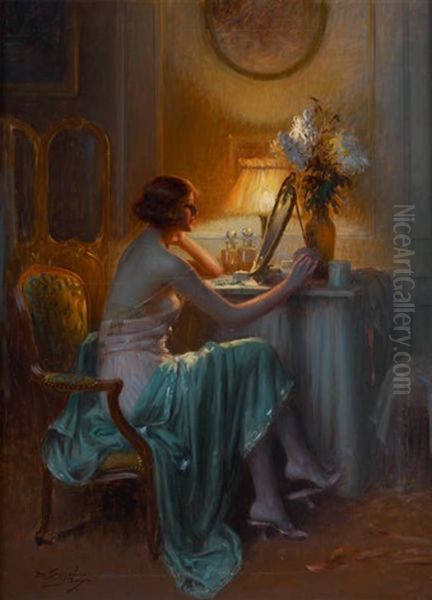 Jeune Femme A Sa Toilette Oil Painting by Delphin Enjolras