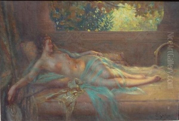 La Belle Odalisque Allongee Oil Painting by Delphin Enjolras