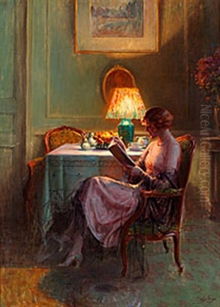 I Lampans Sken Oil Painting by Delphin Enjolras