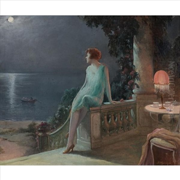 On The Terrace Oil Painting by Delphin Enjolras