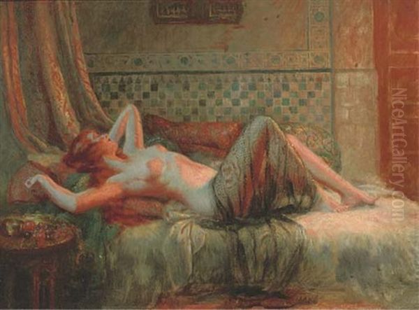 Reclining In The Harem Oil Painting by Delphin Enjolras