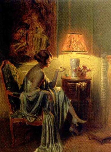 Le Collier Des Perles Oil Painting by Delphin Enjolras