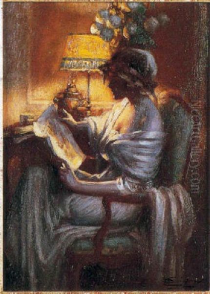 Femme Lisant Oil Painting by Delphin Enjolras