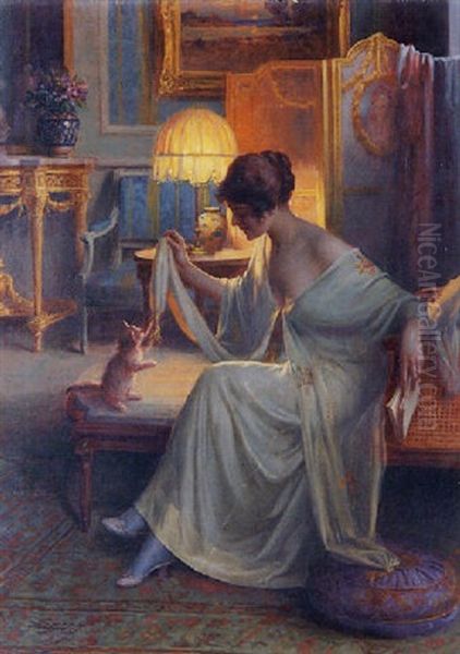 Feline Frolic Oil Painting by Delphin Enjolras