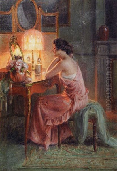 Jeune Femme Devant Une Coiffeuse Oil Painting by Delphin Enjolras