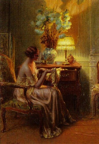 Le Tiroir Aux Dentelles Oil Painting by Delphin Enjolras