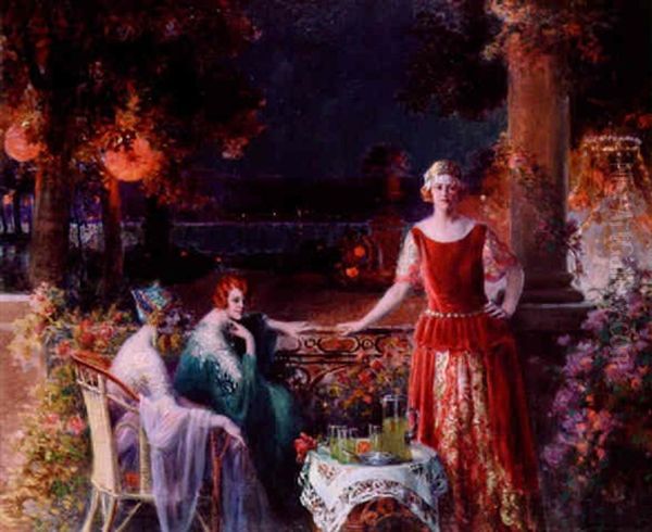 On The Balcony Oil Painting by Delphin Enjolras