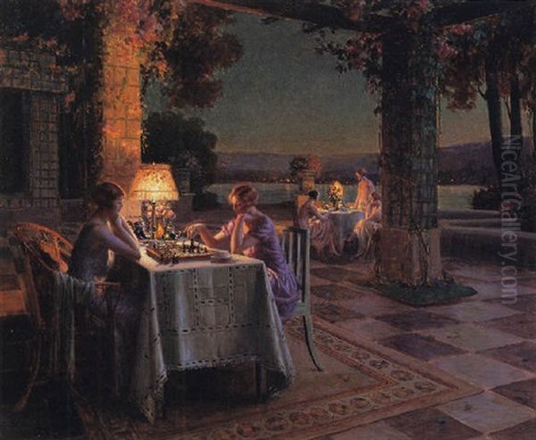 The Game Of Chess Oil Painting by Delphin Enjolras