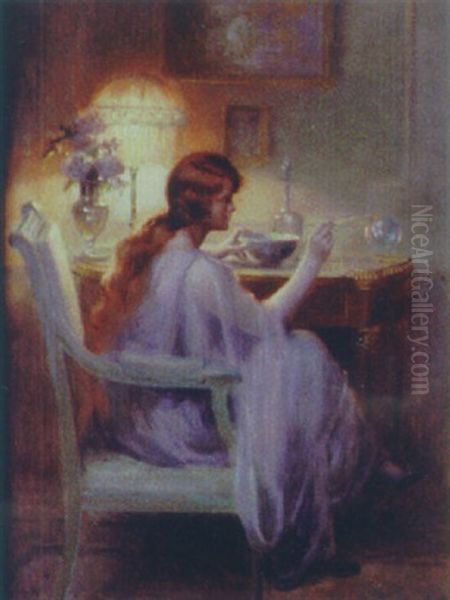 La Bulle De Savon Oil Painting by Delphin Enjolras