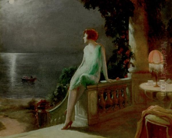 On The Terrace Oil Painting by Delphin Enjolras