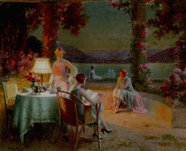 Evening Pastimes Oil Painting by Delphin Enjolras