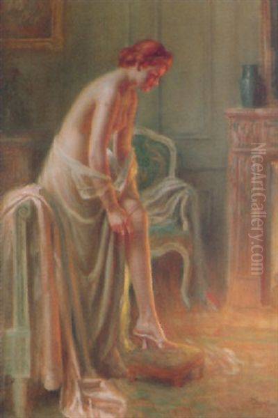 Femme S'habillant Oil Painting by Delphin Enjolras