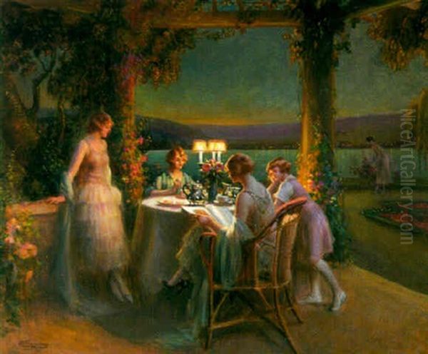 Diner Au Bord Du Lac Oil Painting by Delphin Enjolras