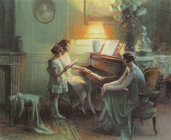 La Lecon Du Chamt Oil Painting by Delphin Enjolras