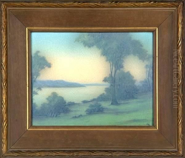 Rookwood Scenic Vellum Oil Painting by Lenore Asbury