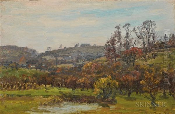 Hillside Landscape And Farm Oil Painting by John Joseph Enneking