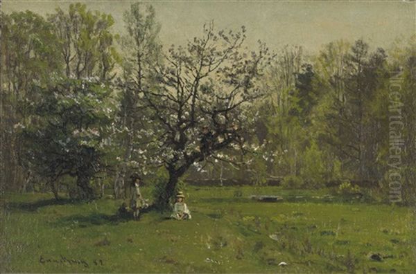 Climbing The Apple Tree Oil Painting by John Joseph Enneking