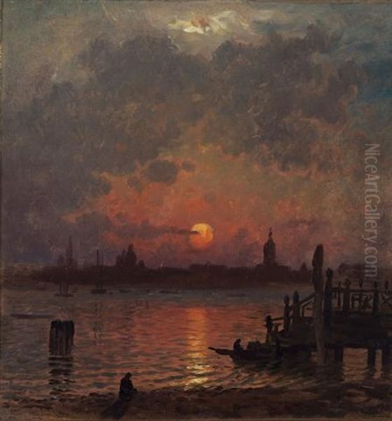 Venice At Night Oil Painting by John Joseph Enneking